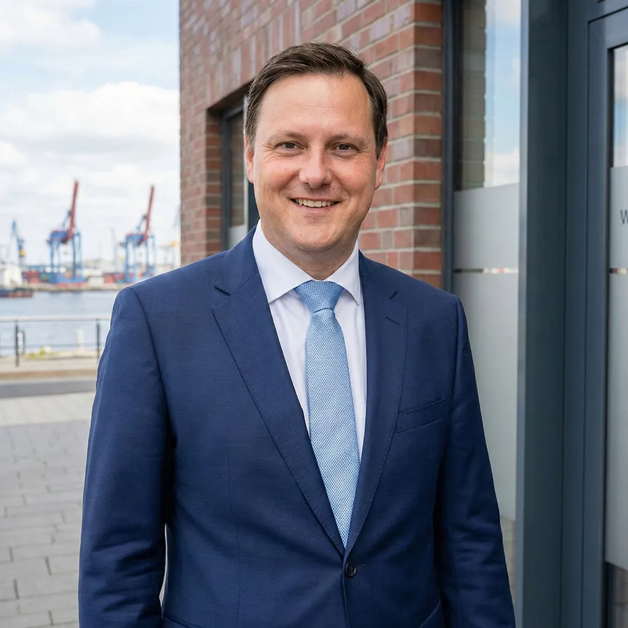Christian Schmidt — Gründer der Wirtschaftskanzlei Nord, im Hamburger Hafen